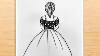 Girl Backside Drawing Easy Step by Step / Girl Pencil Sketch / How to Draw a Girl /Drawing for Girls