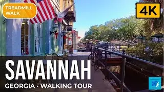 Virtual Walk in Savannah, GA: Forsyth to River St, Historic Sites Views [Treadmill Workout Scenery]