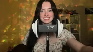 ASMR 3dio mouth sounds + mic rubbing and tapping 🌺