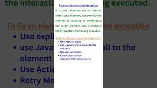 Element intercepted exception || Selenium Java || Automation testing