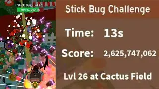 World Record Level 26 Stick Bug (No RBC) | Bee Swarm Simulator