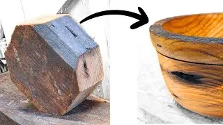 Gently Making a 100 year old barn Beam Bowl - Woodturning