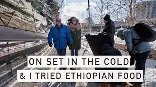 On Set in the Cold & I tried Ethiopian food for the 1st time!