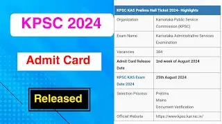 KPSC 2024 Admit Card Released | KPSC 2024 Admit Card Declared by MDE