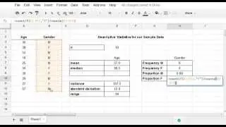 Google Sheets - Basic Descriptive Statistics (Mean, Variance, Standard Devation, etc.)