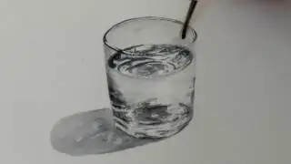 Акварель. Стакан с водой. Glass of water in Watercolour