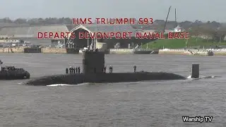 HMS TRIUMPH S93 SSN LEAVES DEVONPORT NAVAL BASE AT THE NARROWS, DEVILS POINT 19-2-24