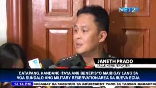 Catapang ready to give up benefits due to military reservation area