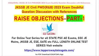JKSSB JE Civil PWD(R&B) 2023 Exam Doubtful Question Discussion with Reference|Raise Objection Part 1