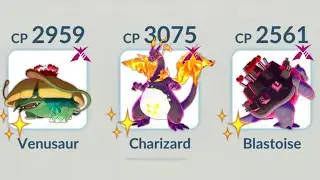 Using ✨ Shiny GIGANTAMAX (Venusaur, Charizard, Blastoise) in Pokemon GO.