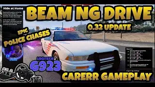 NEW BeamNG Drive 0.32 Update is AWESOME! Epic Police Chase & Captures in career mode, Logitech G923