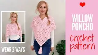 Learn how to crochet a beautiful crochet poncho pattern using just four granny squares!