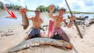 Trying to Catch Dinosaur Fish on our NEW Candy - River Monsters