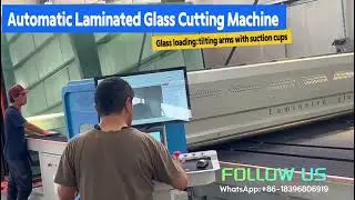 Automatic Laminated Glass Cutting Machine tilting arms with suction cups, máquina de corte de vidrio