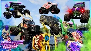 Monster Jam INSANE Racing, Freestyle and High Speed Jumps #60 | BeamNG Drive | Grave Digger