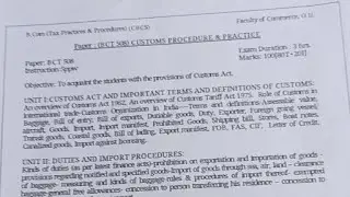 B.Com Customs Procedure And Practice