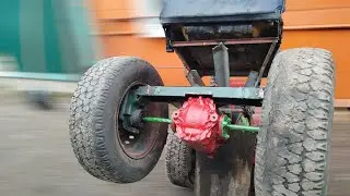 Mini tractor from a walk-behind tractor, all-wheel drive is ready.