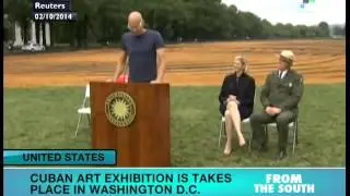 Cuban artists' sand portrait on display in Washington DC