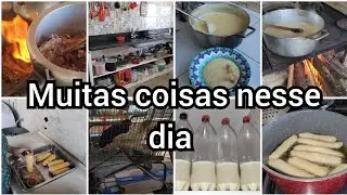 Dia de faxina na cozinha ficou tudo arrumadinho/ almoço e  fermento natural de pão🍌🌽🧄🍞🍿