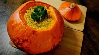 Тыква с мясом целиком в духовке. Очень вкусно и необычно