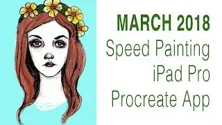 Short ART VLOG: Girl w/ Flower Crown Speed Painting On iPad Procreate App, Time Lapse + MY DOG!