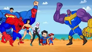 Superheroes Spiderman PRO 5 SUPERHERO TEAM Rescue Baby Spider Man from King Of Super Thanos | Funny