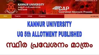 Kannur University UG 5th Allotment Admission