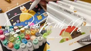 Cozy Painting with Ohuhu Art Marker 🐰⭐️ [draw with me + using art marker for the 1st time .𖥔 ݁ ˖]