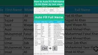 AutoFill Full Name in Ms Excel By Two Ways  #excelfunction #exceltips #shortsfeed #exceltricks
