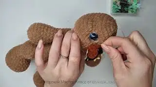 Пришиваем мордочку. Мишка крючком в технике Амигуруми (отрывок из платного МК).