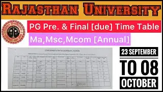 Rajasthan university pg previous time table 2021 || uniraj ma msc mcom pre & due time table 2021.