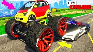 УГНАЛ МИНИ БИГФУТ НА ОГРОМНЫХ КОЛЕСАХ МОНСТРА К КОПОВ В GTA 5 ! - ПОЛИЦЕЙСКАЯ ПОГОНЯ В ГТА 5 ОНЛАЙН