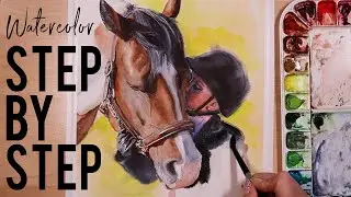 A Girl and Her Horse Step by Step Watercolor Tutorial