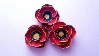 Flori de maci din cartoane de oua--Poppies flower of egg cartoons