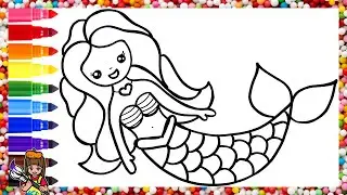 Drawing And Coloring A Cute Mermaid 🧜‍♀️🌈 Drawings For Kids