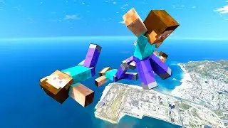 GTA 5 Steve from Minecraft Ragdolls Compilation (GTA 5 Minecraft Mod)