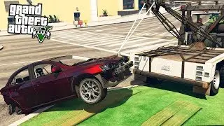 GTA 5 РАЗБИЛ ЛАНСЕР УВЕЗ НА ЭВАКУАТОРЕ НА РЕМОНТ  ! ГТА 5 МОДЫ ЖИЗНЬ ГОНЩИКА