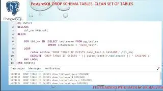 PostgreSQL DROP SCHEMA TABLES, CLEAN SET OF TABLES | Delete data from specific tables in Hindi 