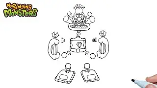 How to draw a Gold Epic Wubbox from My Singing Monsters step by step