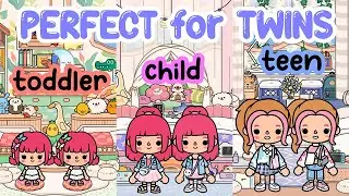 TWINS Cute Bedroom TODDLER CHILD TEEN soft pink purple blue TOCA BOCA WORLD Home House Ideas