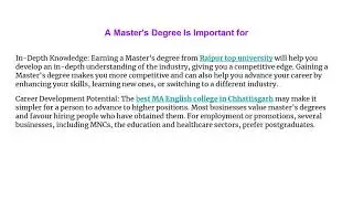 Top MA English institutes in Raipur  Reasons to choose