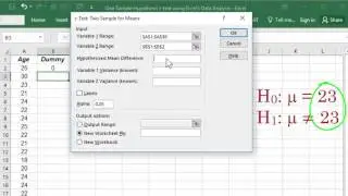Hypothesis z-test for One Sample Mean using Excel’s Data Analysis