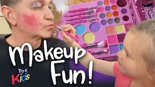Dad is scared! Kids Do Makeup On Parents