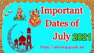 Important Dates of July 2021