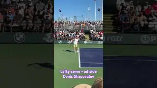 Lefty tennis serve, ad side, side view, Denis Shapovalov at Indian Wells 2024 #shorts #tennis #serve