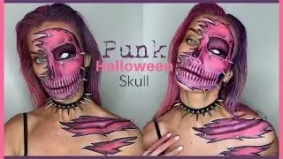 PUNK HALF SKULL Halloween Makeup Tutorial