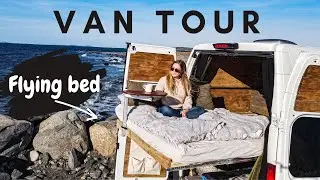 VAN TOUR |  TINY HOME CONVERTED for full time VANLIFE (NEW van layout)