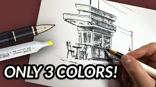 3 COLORS Challenge! Drawing with Limited Supplies (Easy Step-by-Step Tutorial)