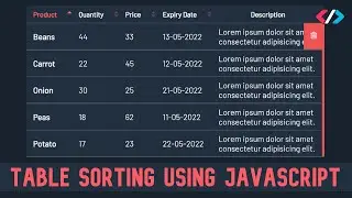 HTML Table Sorting using Vanila JavaScript