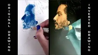 Inverted Colored Pencil Drawing of Keanu Reeves - Time-Lapse | Jasmina Susak